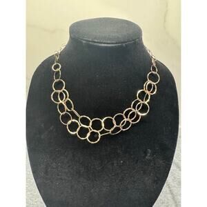 Finola Hughes Hammered Sterling Silver 925 Double Row Loop Link 16" Necklace
